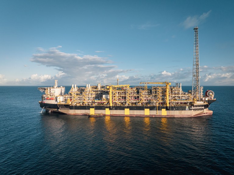 O FPSO saiu do estaleiro em Yantai, na China, em fevereiro deste ano. Foto: Petrobras