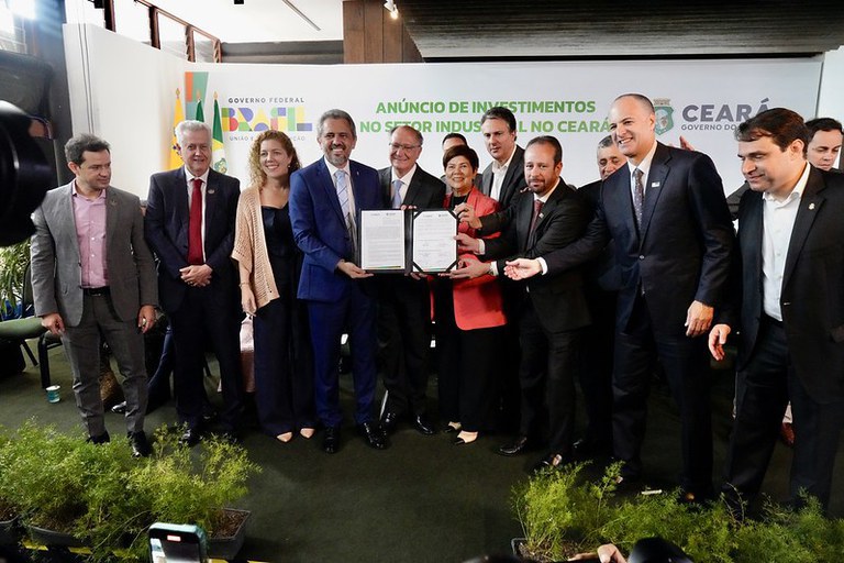 Alckmin e o governador Elmano de Freitas participam de anúncios de novos investimentos no Ceará. Foto: MDIC/divulgação