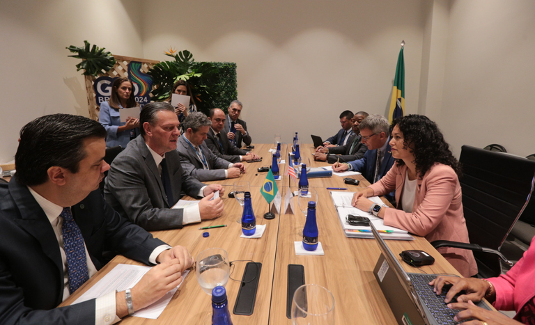 Ministro da Agricultura e Pecuária, Carlos Fávaro, durante reunião bilateral no G20 Agro, em Mato Grosso