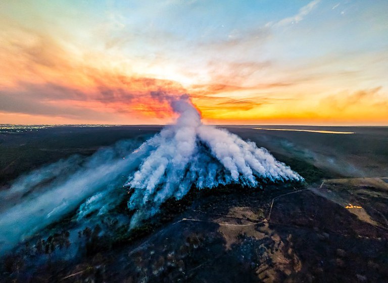 Parque Nacional em chamas: mais um episódio a reforçar a hipótese de crime. Foto: Ricardo Stuckert/PR