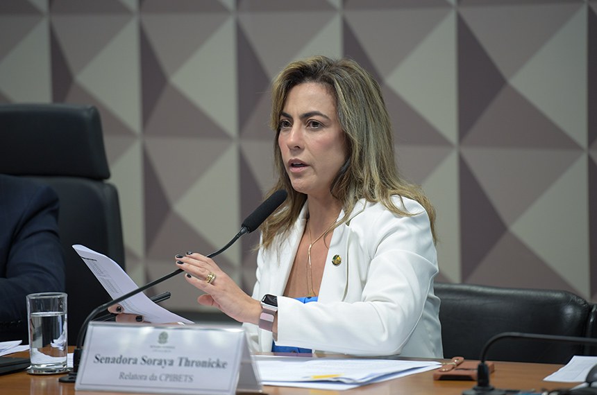 Relatora da CPI das Bets, Soraya Thronicke tomará depoimentos do dono da Sportingbet e do CEO da Bet Nacional. Foto: Saulo Cruz/Agência Senado